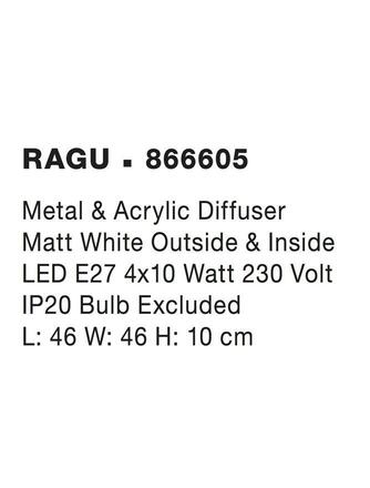 Nova Luce Moderní přisazené stropní svítidlo Ragu - 4 x 10 W, 460 x 460 mm, matná bílá NV 866605