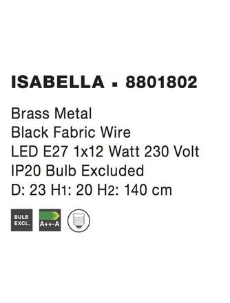 NOVA LUCE závěsné svítidlo ISABELLA ocel mosaz zlatá a černý kabel, E27 1x12W 8801802