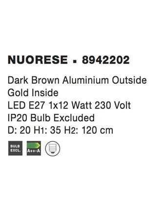 Nova Luce Stylové závěsné svítidlo Nuorese ve třech zajímavých variantách - 1 x 40 W, pr. 200 x 140 mm NV 8942202