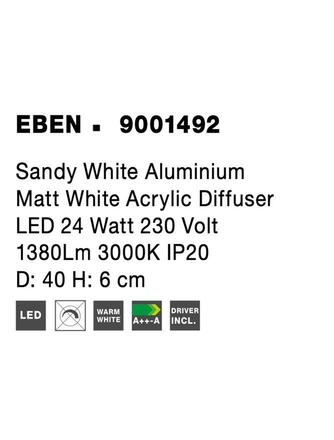 NOVA LUCE stropní svítidlo EBEN bílý hliník matný bílý akrylový difuzor LED 24W 230V 3000K IP20 9001492