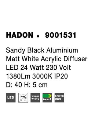 NOVA LUCE stropní svítidlo HADON černý hliník matný bílý akrylový difuzor LED 24W 230V 3000K IP20 9001531