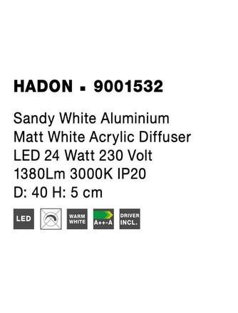 NOVA LUCE stropní svítidlo HADON bílý hliník matný bílý akrylový difuzor LED 24W 230V 3000K IP20 9001532