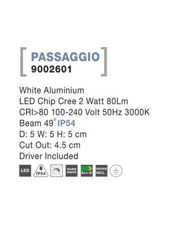 NOVA LUCE venkovní zapuštěné svítidlo do zdi PASSAGGIO bílý hliník LED Chip Cree 2W 100-240V 3000K 49st. IP54 vč. driveru 9002601
