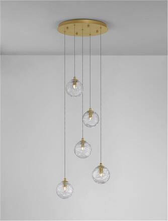 NOVA LUCE závěsné svítidlo COEN mosazný zlatý kov čiré sklo G9 5x5W 230V IP20 bez žárovky 9006044