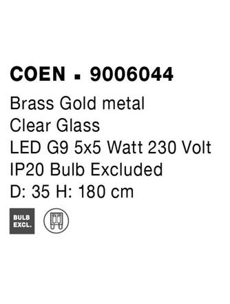 NOVA LUCE závěsné svítidlo COEN mosazný zlatý kov čiré sklo G9 5x5W 230V IP20 bez žárovky 9006044