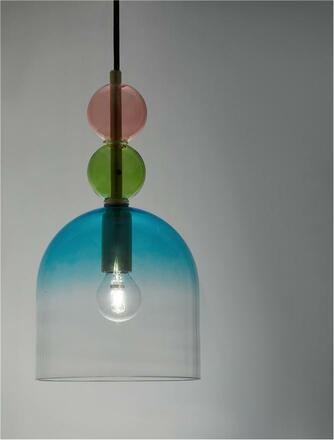 NOVA LUCE závěsné svítidlo MURANO zlatý kov lesklé světle zelené, modré a růžové sklo E14 1x5W 230V IP20 bez žárovky 9009233