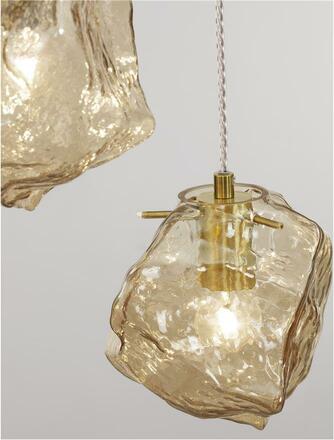 NOVA LUCE závěsné svítidlo ODELLE mosazný zlatý kov a jantarové sklo E14 5x5W 230V IP20 bez žárovky 9009255