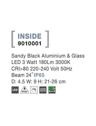 NOVA LUCE venkovní svítidlo s bodcem INSIDE černý hliník a sklo LED 3W 3000K 220-240V 24st. IP65 9010001