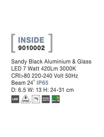 NOVA LUCE venkovní svítidlo s bodcem INSIDE černý hliník a sklo LED 7W 3000K 220-240V 24st. IP65 9010002