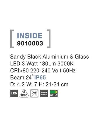 NOVA LUCE venkovní svítidlo s bodcem INSIDE černý hliník a sklo LED 3W 3000K 220-240V 24st. IP65 9010003