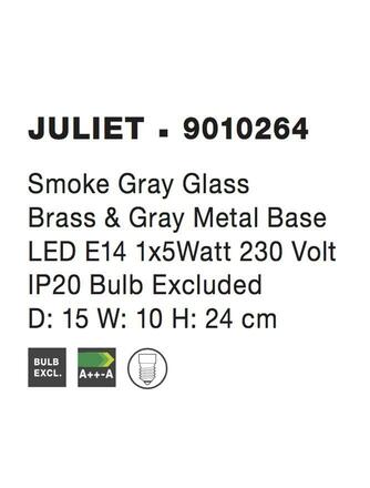 NOVA LUCE stolní lampa JULIET kouřové šedé sklo mosaz a šedá kovová základna E14 1x12W IP20 bez žárovky 9010264