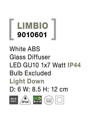 NOVA LUCE venkovní nástěnné svítidlo LIMBIO bílý ABS skleněný difuzor GU10 1x7W bez žárovky IP44 světlo dolů 9010601