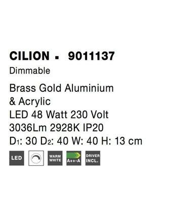 NOVA LUCE stropní svítidlo CILION zlatý mosazný hliník a akryl LED 48W 230V 2928K IP20 stmívatelné 9011137