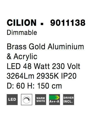NOVA LUCE závěsné svítidlo CILION zlatý mosazný hliník a akryl LED 48W 230V 2935K IP20 stmívatelné 9011138