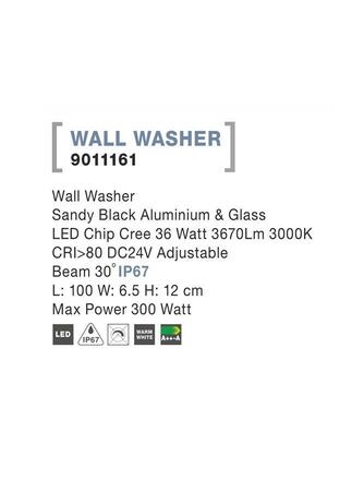 NOVA LUCE WALL WASHER černý hliník a sklo LED Chip Cree 36W 3000K DC24V nastavitelné 30st. IP67 Max Power 300W 9011161