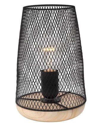 NOVA LUCE stolní lampa MARCO černý kov přírodní dřevo E27 1x12W 230V IP20 bez žárovky 9014066