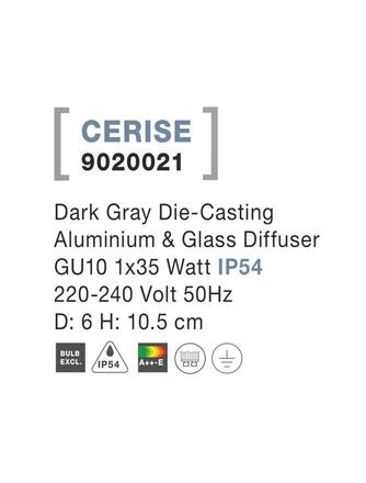 NOVA LUCE venkovní stropní svítidlo CERISE tmavě šedý hliník a skleněný difuzor GU10 1x7W IP54 220-240V bez žárovky 9020021