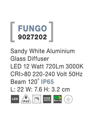 NOVA LUCE venkovní nástěnné svítidlo FUNGO bílý hliník skleněný difuzor LED 12W 3000K 220-240V 120st. IP65 světlo dolů 9027202