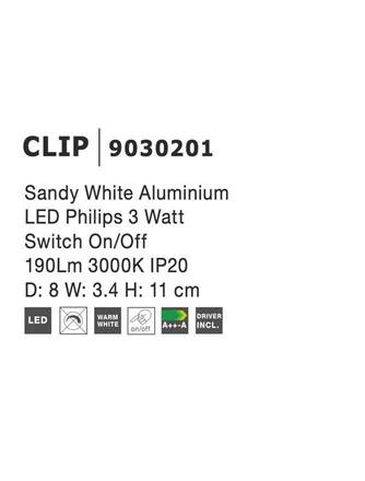 NOVA LUCE bodové svítidlo CLIP bílý hliník LED Philips 3W vypínač na těle 3000K IP20 9030201