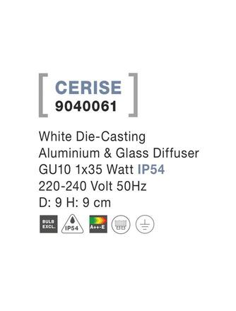 NOVA LUCE venkovní stropní svítidlo CERISE bílý litý hliník a skleněný difuzor GU10 1x7W IP54 220-240V bez žárovky 9040061