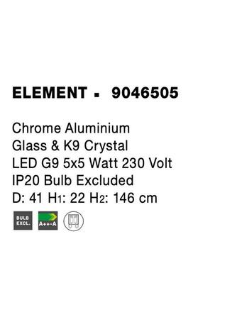 NOVA LUCE závěsné svítidlo ELEMENT chromovaný hliník sklo a K9 křišťál G9 5x5W 230V IP20 bez žárovky 9046505