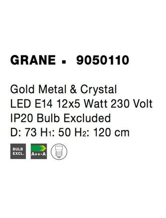 NOVA LUCE závěsné svítidlo GRANE zlatý kov a křišťál E14 12x5W 230V IP20 bez žárovky 9050110