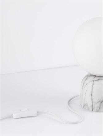 NOVA LUCE stolní lampa KENIO bílá mramor opálové sklo E14 1x12W 230V IP20 bez žárovky 9050164