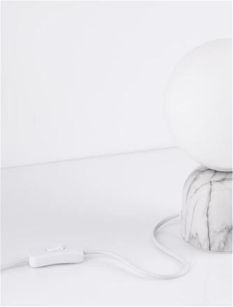 NOVA LUCE stolní lampa KENIO bílá mramor opálové sklo E14 1x12W 230V IP20 bez žárovky 9050164