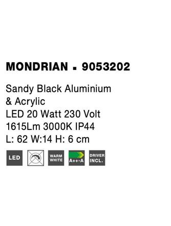 NOVA LUCE nástěnné svítidlo nad zrcadlo MONDRIAN černý hliník a akryl LED 20W 220-240V 3000K IP44 9053202