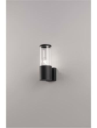NOVA LUCE venkovní nástěnné svítidlo ZOSIA tmavě šedý hliník a čirý akryl E27 1x12W 220-240V bez žárovky IP65 9060181