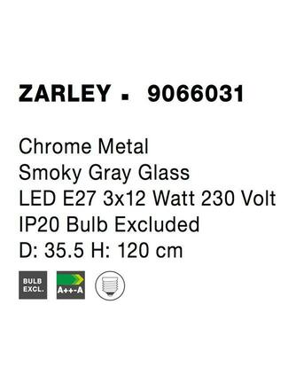NOVA LUCE závěsné svítidlo ZARLEY chromovaný kov kouřové šedé sklo E27 3x12W 230V IP20 bez žárovky 9066031
