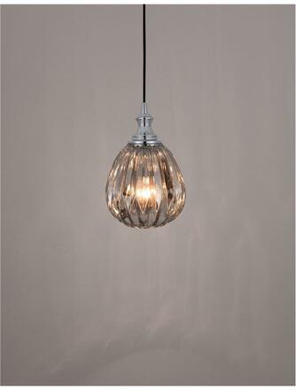 NOVA LUCE závěsné svítidlo ZARLEY chromovaný kov kouřové šedé sklo E27 1x12W 230V IP20 bez žárovky 9066101