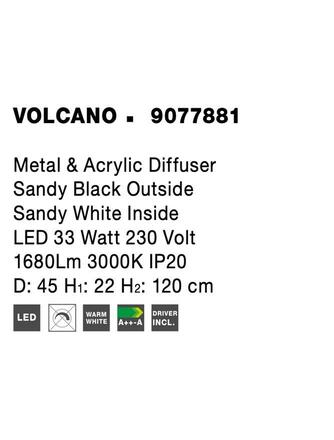 NOVA LUCE závěsné svítidlo VOLCANO kov a akrylový difuzor černá zvenku bílá uvnitř LED 33W 230V 3000K IP20 9077881