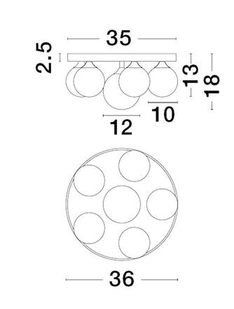 NOVA LUCE stropní svítidlo EDEM černý hliník opálové sklo G9 6x5W 220V IP20 bez žárovky IP20 9080129