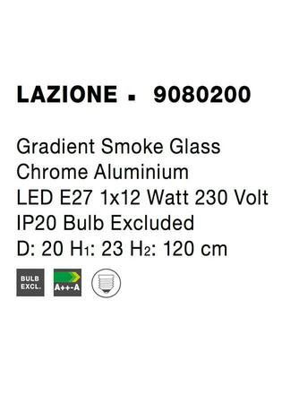 NOVA LUCE závěsné svítidlo LAZIONE kouřové sklo s přechodem chromovaný hliník E27 1x12W 230V IP20 bez žárovky 9080200