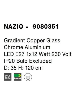 NOVA LUCE závěsné svítidlo NAZIO měděné sklo s přechodem chromovaný hliník E27 1x12W 230V IP20 bez žárovky 9080351