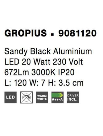 NOVA LUCE nástěnné svítidlo GROPIUS černý hliník LED 20W 230V 3000K IP20 9081120