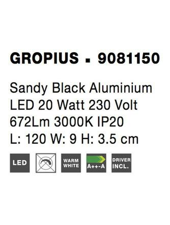 NOVA LUCE nástěnné svítidlo GROPIUS černý hliník LED 20W 230V 3000K IP20 9081150