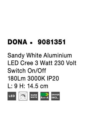 NOVA LUCE bodové svítidlo DONA bílý hliník LED Cree 3W 230V vypínač na těle 3000K IP20 9081351