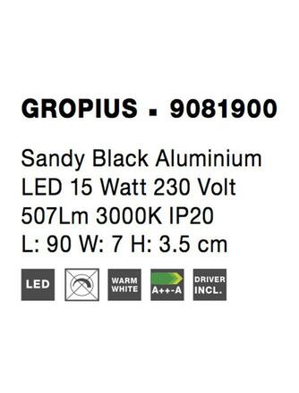 NOVA LUCE nástěnné svítidlo GROPIUS černý hliník LED 15W 230V 3000K IP20 9081900