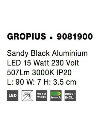 NOVA LUCE nástěnné svítidlo GROPIUS černý hliník LED 15W 230V 3000K IP20 9081900