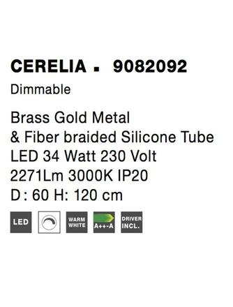 NOVA LUCE závěsné svítidlo CERELIA mosazný zlatý kov a silikonová trubice LED 34W 230V 3000K IP20 stmívatelné 9082092