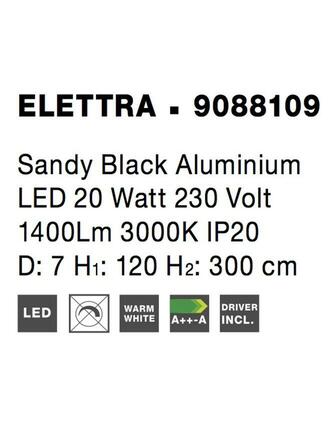 NOVA LUCE závěsné svítidlo ELETTRA černý hliník LED 20W 230V 3000K IP20 9088109