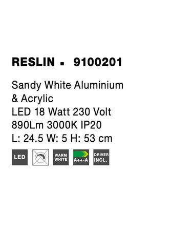 NOVA LUCE nástěnné svítidlo RESLIN bílý hliník a akryl LED 18W 220V 3000K IP20 9100201