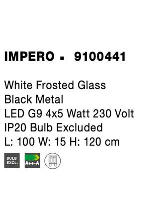 NOVA LUCE závěsné svítidlo IMPERO bílé matné sklo černý kov G9 4x5W 230V IP20 bez žárovky 9100441