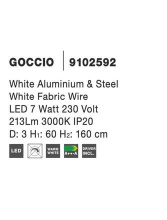 NOVA LUCE závěsné svítidlo GOCCIO bílý hliník a ocel bílý kabel LED 7W 230V 3000K IP20 9102592