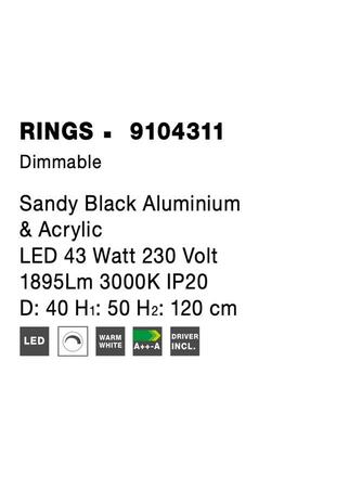 NOVA LUCE závěsné svítidlo RINGS černý hliník a akryl LED 43W 230V 3000K IP20 stmívatelné 9104311