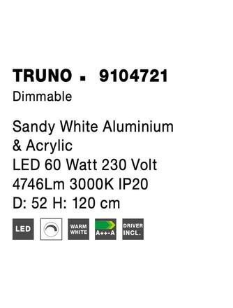 NOVA LUCE závěsné svítidlo TRUNO bílý hliník a akryl LED 60W 230V 3000K IP20 stmívatelné 9104721