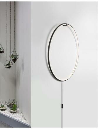 NOVA LUCE nástěnné svítidlo RING černý hliník a akryl černý kabel LED 28W 230V 3000K IP20 stmívatelné 9108311