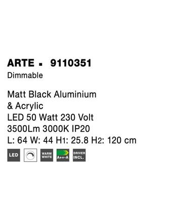 NOVA LUCE závěsné svítidlo ARTE matný černý hliník a akryl LED 50W 230V 3000K IP20 stmívatelné 9110351